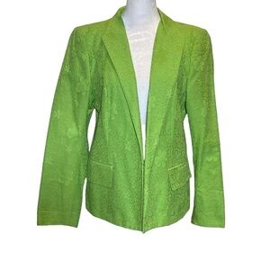 Investments woman 10 Spring bright green long sleeve open front lined Blazer